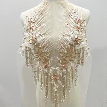 Imagem de Aplicação de Tecido Bordado Roupa Corsage Pérola Dentela Malha Flor Pérolas com Dril a Quente Decoração Vestido Noiva
