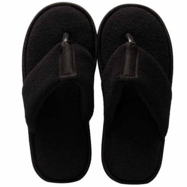 Imagem de Pantufa Chinelo de Dedo Preto MEU CÉU – Plush Macio + Sola Antiderrapante – Confortável e Leve para Casa - Lavável na Máquina (Preto, Normal, BR, Adulto, Faixa Numérico, M, 43, 44)