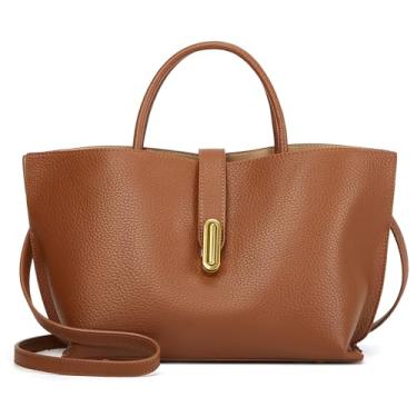 Imagem de Sacolas femininas de couro transversal bolsa grande bolsa de ombro vintage moderna Hobo bolsa feminina alça superior, Marrom, free