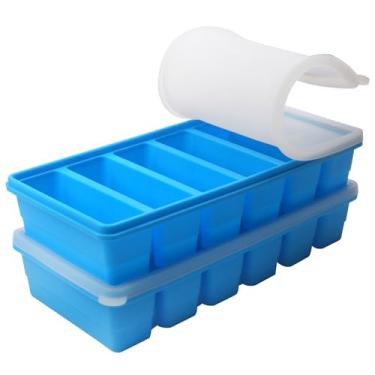Imagem de Bandeja de silicone para freezer de 1/2 xícara com tampa – 2 moldes de silicone para freezer para preparação de refeições e congelamento de vários molhos e outros pratos, faz com que 12 porções de