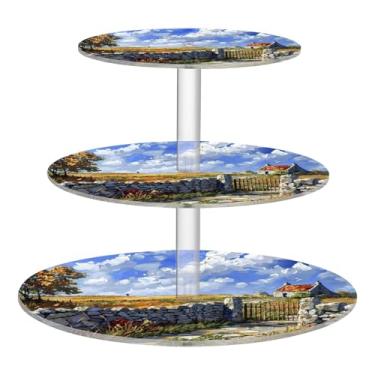 Imagem de Blueangle Suporte redondo de cupcake de 3 camadas – Torre de sobremesa de acrílico doméstica camponesa, suporte de sobremesa em camadas antiderrapante para chá de bebê, aniversário, festa de casamento
