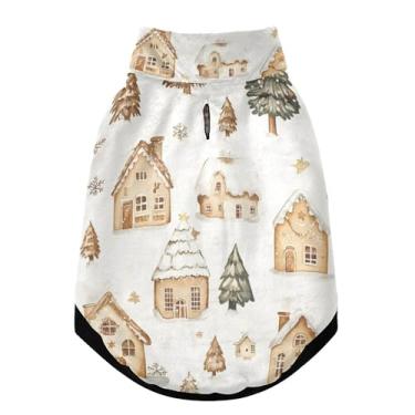 Imagem de SEHANY Casaco de Natal de gengibre para cães pequenos, superquente à prova de vento, jaqueta de inverno macia e aconchegante para animais de estimação para clima frio na neve com coleira para animais