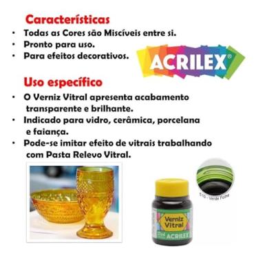 Imagem de Kit com 12 Verniz Vitral Acrilex Verde Folha 510 37ml – Acabamento Transparente e Brilhante para Vidro, Cerâmica, Porcelana e Artesanato Decorativo