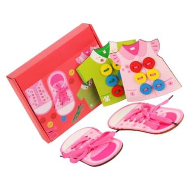 Imagem de Naroote Crianças Threading Jogo de Madeira Laço Brinquedo Aprendizagem Precoce Habilidades de Costura Desenvolvimento Presente Ideal para Professores de Jardim de Infância, Madeira (#12)