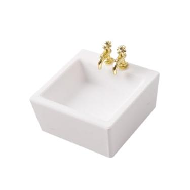 Imagem de menolana Pia de casa de bonecas em escala 1:12 - Miniaturas Decorativas para Decoração - Acessórios DIY - Móveis para Casa de Bonecas - Cenário de Vida - Micro, 4x4x1.9cm