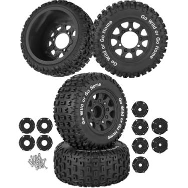 Imagem de RCarmubWow Rodas e pneus RC com 12 mm, 14 mm, 17 mm, hexagonal, pneu curto para carro em escala 1/10 Arrm a Senton, Axia1, Slash 2WD Slash 4×4 4WD, Red Cat, RC 4wd, 1/10 pneus de caminhão pneus de