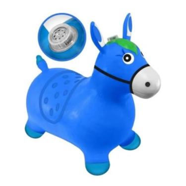 Imagem de Cavalinho Inflável Infantil com Luz e Som – Brinquedo Divertido e Seguro para Crianças (Azul)