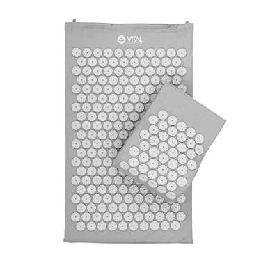 Imagem de YOGATERIA Bodhi Tapete e Almofada de Acupressão Grande | Revitalizante e Restaurador | Ideal para auto massagem | Capa removível e lavável | Incluso bolsa de armazenamento e transporte 74 x 44cm (cinza)