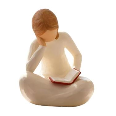 Imagem de Ｂｅｓｇａ Estátua de Pensadora Lendo, Estatueta Estética Artesanal para Decoração de Estante, Estátua de Lendo para Professoras e Leitoras na Sala de