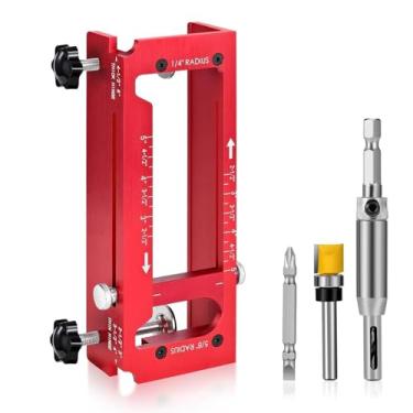 Imagem de YOUTHINK Gabarito de Encaixe de Roteador Ajustável para Kit de Instalação de Dobradiça de Porta Com Material de Liga de Alumínio e Régua de Profundidade, Ideal para Portas Internas e