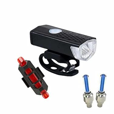 Imagem de TYESHA Luz de bicicleta com carregamento USB super brilhante, luz de ciclismo à prova d'água, luz frontal de bicicleta, conjunto de luz traseira Faróis de pneu