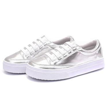 Imagem de Sapatênis Casual Feminino Rasteiro Izabela Araújo - 811 - Prateado Tamanho:35