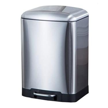 Imagem de Lixeira silenciosa de aço inoxidável 30L - lixeira interna para sala de estar, quarto, banheiro, cozinha - design de tampa sem toque, decoração de casa moderna (C-6L