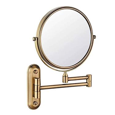 Imagem de Espelho de maquiagem montado na parede, espelho de maquiagem redondo espelho de banheiro de 20 cm, rotação retrátil 360 perfeito para banheiro