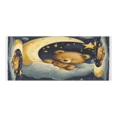 Imagem de Wassud Capas de lavadora e secadora de urso dormindo, protetor de lavadora com sacos de armazenamento, capa de geladeira à prova de poeira com bolsos para lavanderia doméstica, cozinha, 120 x 55 cm