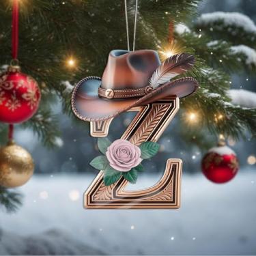 Imagem de Decorações de Dia dos Namorados de cristal A-Z, chapéu de caubói letra Z, enfeites de Natal feitos à mão, decoração de carro e casa - decoração de acrílico escolar, troca de presentes para amigos