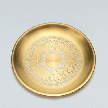 Imagem de FENNYYAR Prato de frutas de latão de aço inoxidável Guanyin doméstico, 17 cm 17 cm, prato de oferta do santuário budista do deus da riqueza