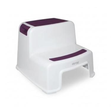 Imagem de Escadinha Auxiliar 2 Degraus de Plástico Rosa Antiderrapante