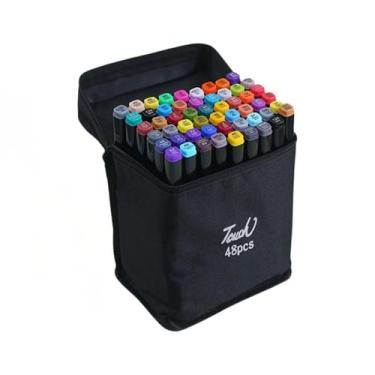 Imagem de Caneta Marcadora Permanente 48 Cores Ponta Dupla Kit Canetinhas Conjunto de Canetas Coloridas (48 cores)