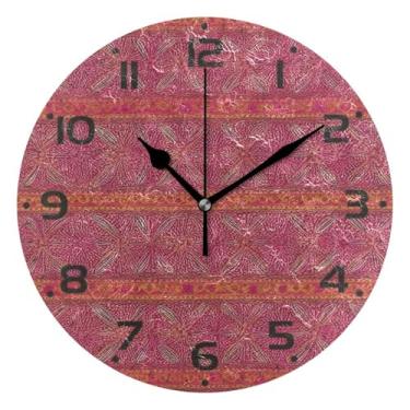 Imagem de JUZIHAI Relógio de parede com padrão de flores, silencioso, redondo, sem tique-taque, operado por bateria, fácil de ler, relógio decorativo de parede para casa, cozinha, sala de estar, quarto