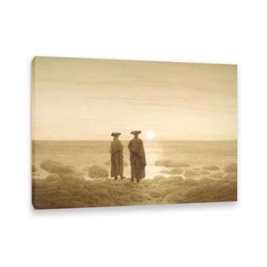 Imagem de ZUJGHSJG Moonrise por Caspar David Friedrich Impressões em tela Well Decor The World Classic Art Reproduções de arte grande giclee arte de parede para sala de estar decoração de casa 42 x 30 cm