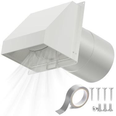 Imagem de HG Power Ventilação de parede com capuz de 15 cm com tela e amortecedor, ventilação de exaustão de aço galvanizado, tampa de ventilação de secadora externa para exaustor de cozinha, exaustor de
