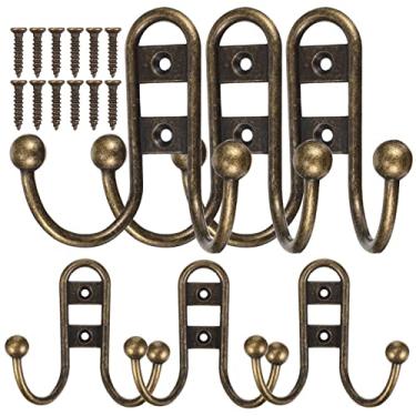 Imagem de Zerodeko 6 ganchos de parede vintage para casacos, toalhas e chapéus, design de ferro para banheiro, cozinha e entrada, cabides decorativos para organização doméstica