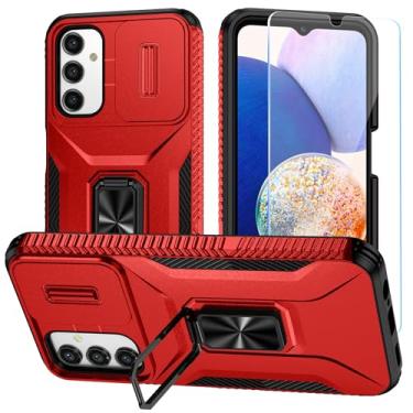 Imagem de SunStory Capa para Samsung Galaxy A14 5G com protetor de tela HD e capa de câmera deslizante e suporte, capa para Samsung A14 5G [grau militar] capa de telefone para Samsung Galaxy A14 5G (Y_Red)