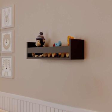 Imagem de Prateleira Porta Brinquedo Preta 70 x 12cm Suporte Invisivel - Mercado