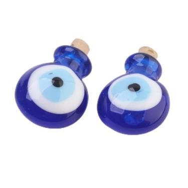 Imagem de KitBeads 5 peças pingentes de olho turco azul lampwork 3D em forma de frasco de perfume pingente de vidro olho da sorte pingentes para fazer joias, pulseiras, brincos, colar a granel