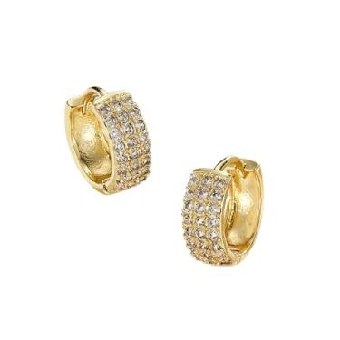 Imagem de Brincos de argola de zircônia cúbica banhados a ouro 14K, brincos grossos para mulheres, acessórios hipoalergênicos, leves e hipoalergênicos, joias de ouro/prata, presentes para mulheres, one size