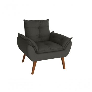 Imagem de Poltrona/cadeira Decorativa Glamour Opala Com Pés Quadrado Chumbo