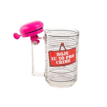 Imagem de Caneco de Vidro com Sineta "Hoje Eu Tô Pro Crime" – Caneca de Chopp e Cerveja 400ml Divertida para Festas, Churrascos e Presentes Criativos