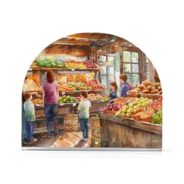 Imagem de Suporte de guardanapos de fazenda, suporte de guardanapo de almoço acrílico para mesas, suporte de guardanapo vertical para jantar cozinha restaurante decoração de casa acessórios de bar