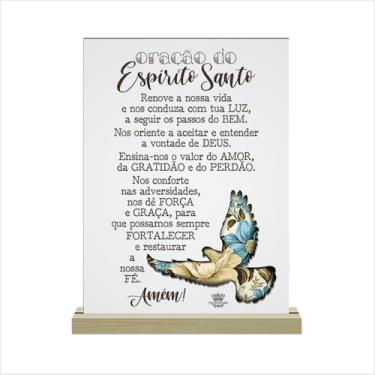 Imagem de Genérico, Enfeite De Mesa Floral Azul Com Aplique Relevo Cor:Oração Do Espírito Santo