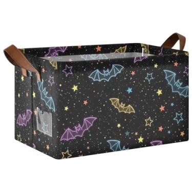 Imagem de Caixa de armazenamento grande de morcegos de desenho animado neon para organização de armazenamento, caixas de armazenamento de brinquedos para organização de sala de jogos 17 x 29 x 25 cm, 1 pacote