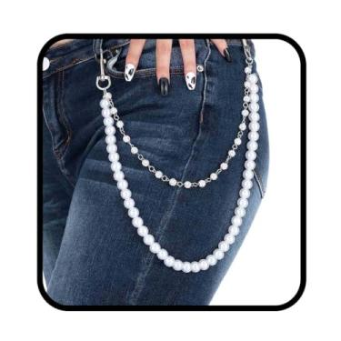 Imagem de Yalice Corrente de contas brilhantes para calças de ganga para homens e mulheres Y2K corrente de bolso com strass hip hop punk cinto joias, Free Size, Liga metálica, Sem Pedra Preciosa