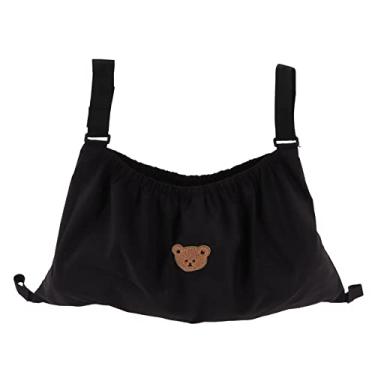 Imagem de Cryfokt Saco de Carrinho Organizador Elástico Grande Capacidade para Fralda Carteira Carrinho Pendurado Saco para Parentalidade Náilon (Urso Negro)