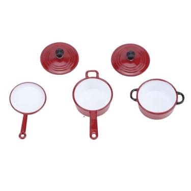 Imagem de Alomejor Mini Cozinha, Conjunto de Cozinha Em Miniatura para Casa de Bonecas, Panelas e Frigideiras de Liga Metálica Com Revestimento de Esmalte Brilhante para Exibição de Em