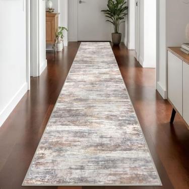 Imagem de KOZYFLY Tapete moderno abstrato lavável corredor 6 x 35 cm tapete de corredor antiderrapante macio tapete de corredor de cozinha, tapete listrado multi cinza para entrada, banheiro, lavanderia, hall