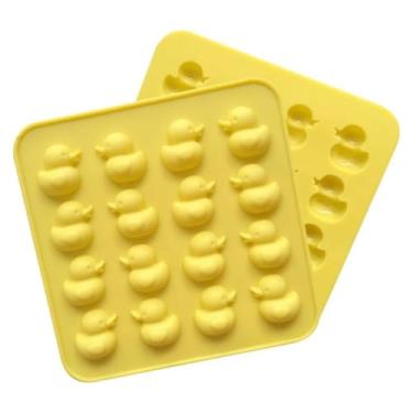 Imagem de Forma de Silicone Flexível para Chocolate em Formato de Patinho, Amarelo, 16 Cavidades, Molde para Gelatina, Gelo e Balas, 17.6 x 7.6 cm (Amarelo)
