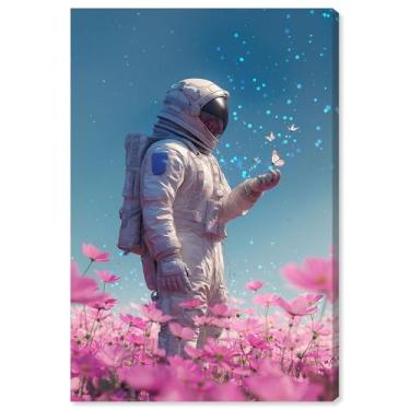 Imagem de Arte de parede de astronauta com impressão em tela de visitante estrelado por Art Remedy, Gallery Wrapped, 50 x 76 cm