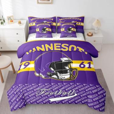 Imagem de Feelyou Conjunto de edredom completo de futebol americano com lençol de 7 peças, decoração de quarto de jogos esportivos, microfibra leve e macia