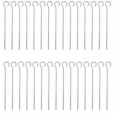 Imagem de Ruiwaer Espetos de aço inoxidável de 30 peças de 1,8 mm x 15 cm, agulhas de costura de cauda de peru, garfos de vedação de ganso assado com anéis para espetos, pescoços de pato refogados, ferramentas