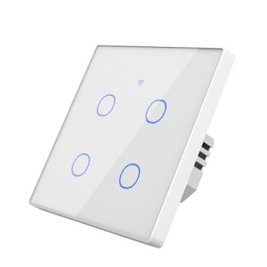 Imagem de Interruptor de luz de parede inteligente painel de toque de vidro controle remoto sem fio 4GANG, Wi-Fi + 433RF mais opções