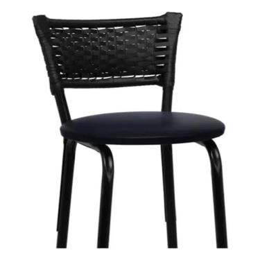 Imagem de Kit 4 Banqueta Alta Balcão Bancada Cozinha Gourmet Área Americana de Junco Autêntico(PRETO)