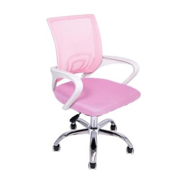 Imagem de Cadeira de Escritório Ergonômica com Tela Mesh - Cor Rosa, Confortável para Home Office e Leitura de E-book