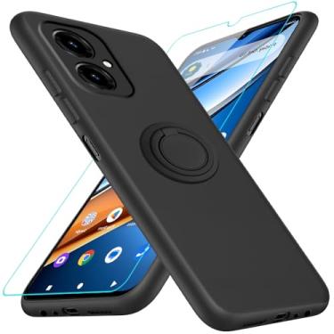 Imagem de Capa de telefone compatível com Cricket Icon 2026 / AT&T Propel 3 5G com protetor de tela, suporte de anel giratório de 360° com suporte/suporte de silicone TPU capa protetora para Cricket Icon (2026