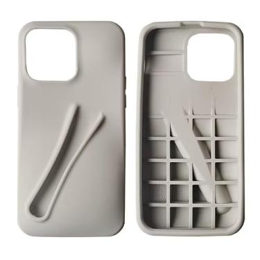 Imagem de Jtsery Suporte de brilho labial para iPhone 13 Pro Max, capa de batom e esmalte labial - Capa engraçada feminina de silicone para iPhone 13 Pro Max 6,7 polegadas 2021 (cinza)