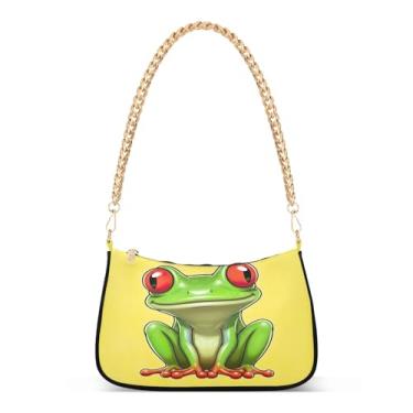 Imagem de Bolsa de ombro com corrente de sapo fofa, bolsa feminina para uso diário e festa